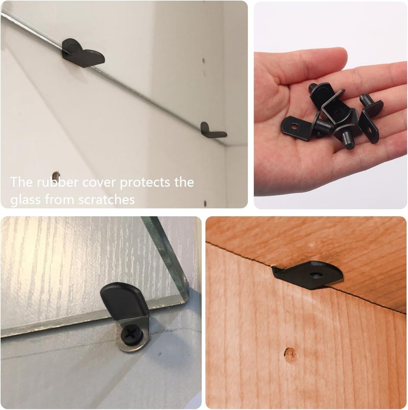 NORACLAN Black-50pcs Plated Steel L-Shelf Support Pegs, 1/4" L-Shaped Bracket Style Cabinet Shelf Support Pegs with Rubber Sleeve, for Kitchens Support & Shelves - Image 4